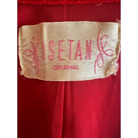 Isetan Japan Vintage Women’s Red & Navy Ric Rac Full Length Jacket - Picture 9 of 10